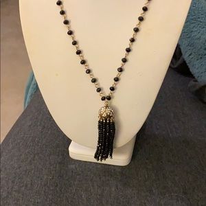 Long jet beads with tassel 29-32 inches great long